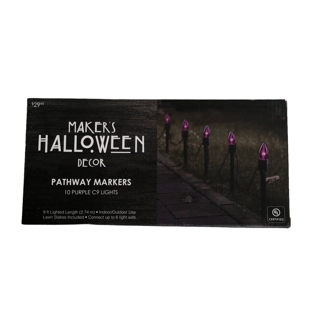 Maker’s Halloween Decor Patheay Markers- 10 Purple C9 lights. New